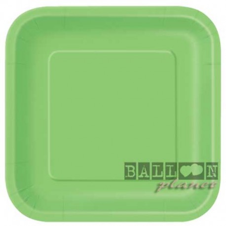 8 Piatti Quadrati Plastica Verde Lime 30 cm