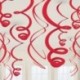 12 Decorazioni Swirl Rosse 55 cm