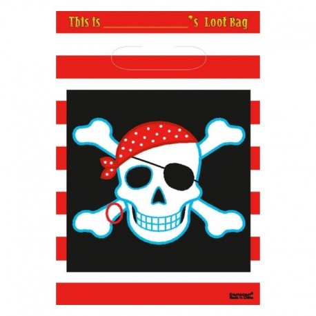 8 Loot Bag Pirati 18x22 cm