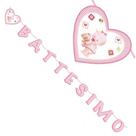 Festone Battesimo Rosa 600 cm