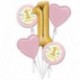 Bouquet 5 Palloni 1st Birthday Pink & Gold