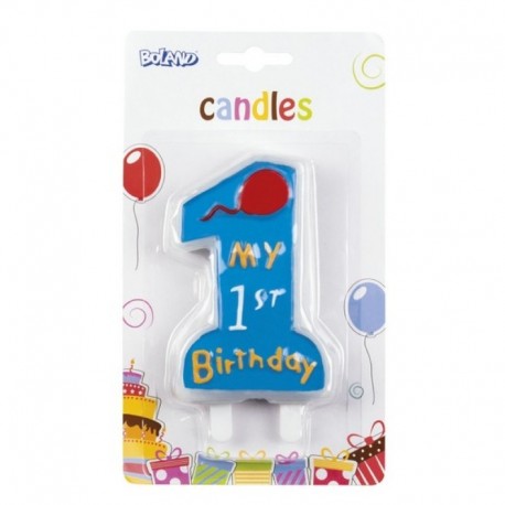 Candela Numero 1 1st Birthday Azzurra 10 cm