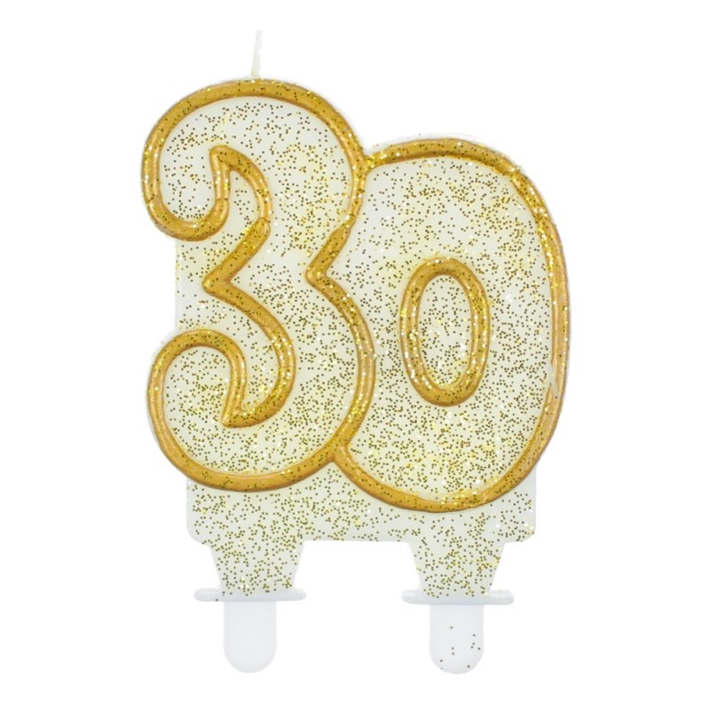 Candelina Torta numero 30 oro glitter