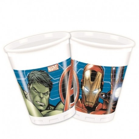 8 Bicchieri Plastica Avengers 200 ml