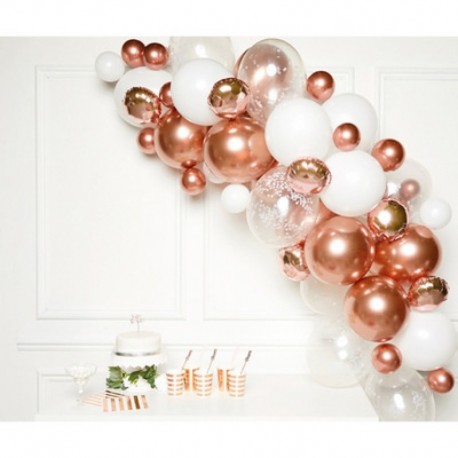 Kit palloncini Happy Birthday rosa dorato - Monkey Business - 17 unità per  8,00 €