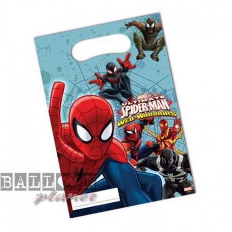 6 Loot Bags Spiderman 18x22 cm