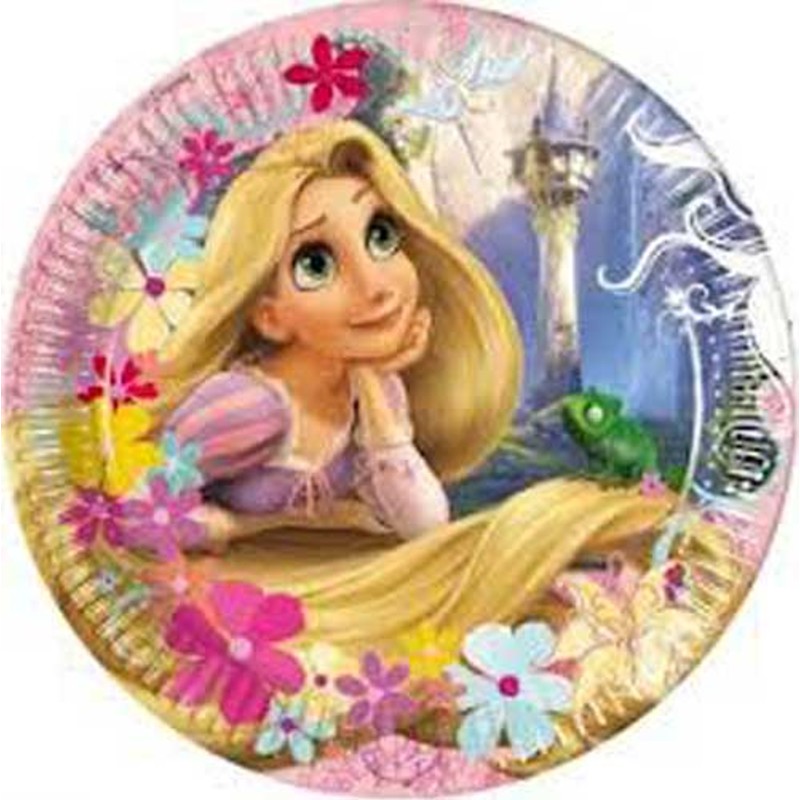 8 Piatti Tondi Carta Rapunzel 20 cm - Balloon Planet