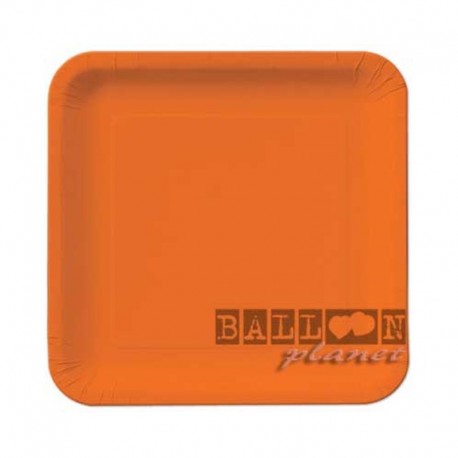 16 Piatti Quadrati Carta Arancio 18 cm