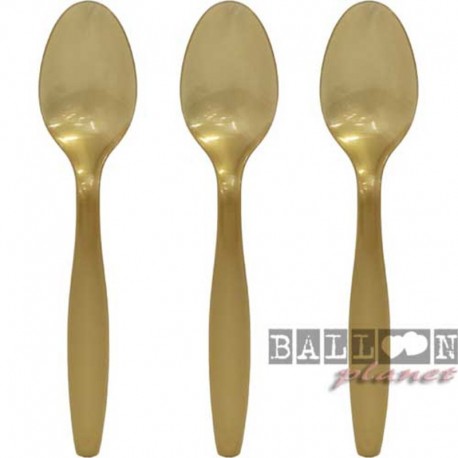 10 Cucchiai Plastica Oro 16 cm